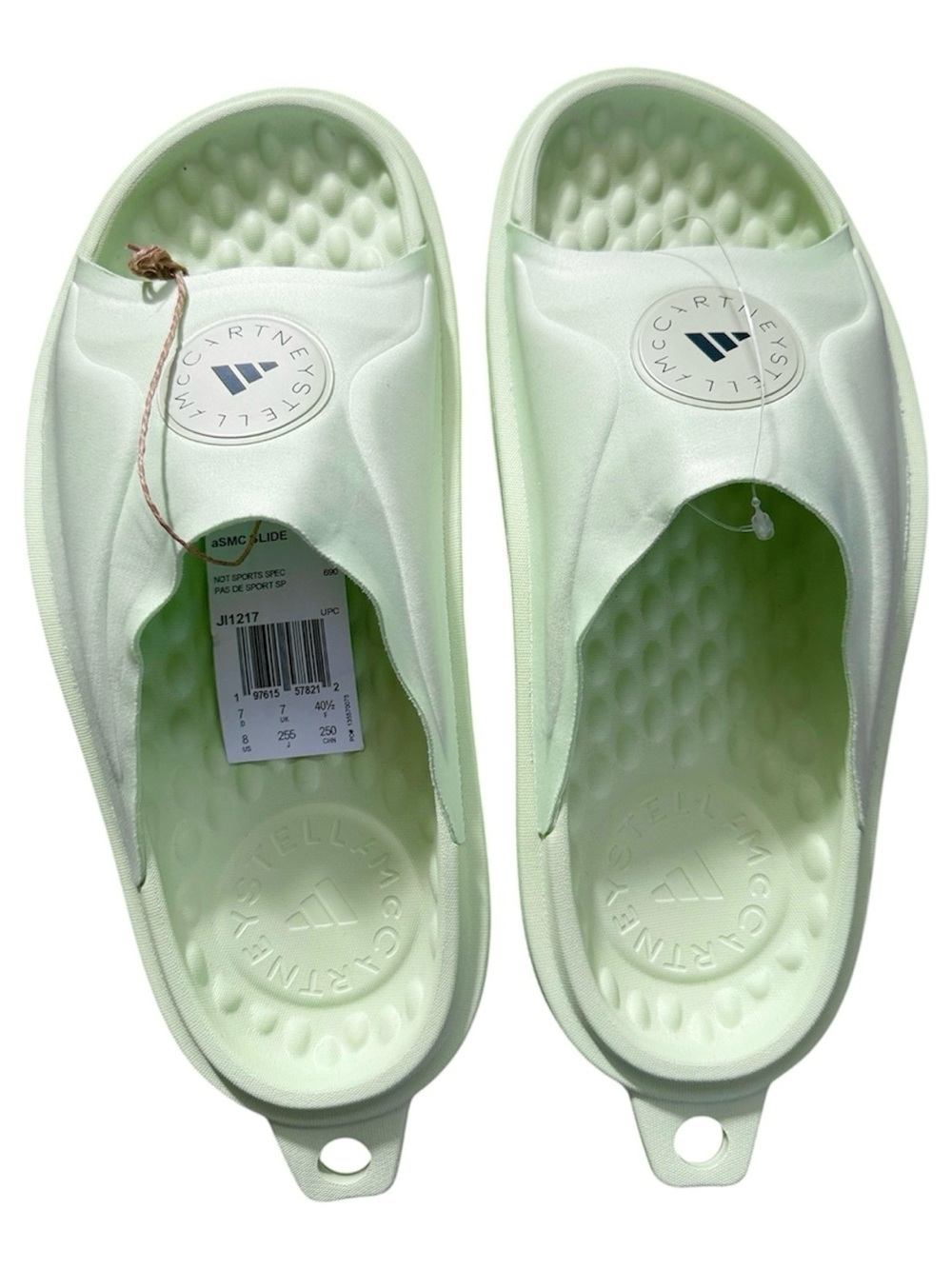STELLA MCCARTNEY X ADIDAS New Light Mint Green Halo Slides Mules Sandals Size 8
